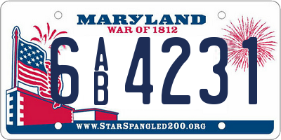 MD license plate 6AB4231
