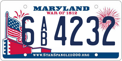 MD license plate 6AB4232