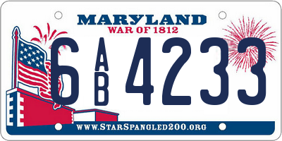 MD license plate 6AB4233