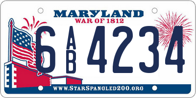 MD license plate 6AB4234
