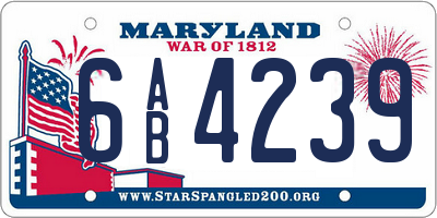 MD license plate 6AB4239