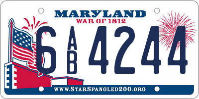 MD license plate 6AB4244