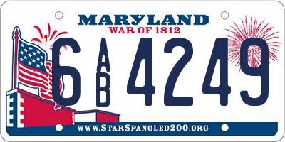 MD license plate 6AB4249