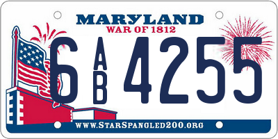 MD license plate 6AB4255