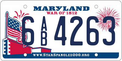 MD license plate 6AB4263