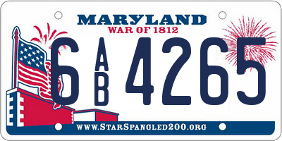 MD license plate 6AB4265