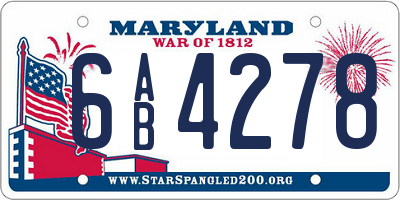 MD license plate 6AB4278