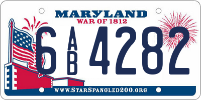 MD license plate 6AB4282