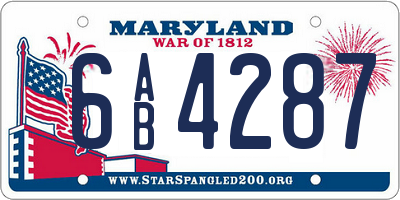 MD license plate 6AB4287