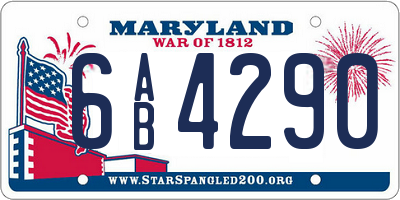 MD license plate 6AB4290