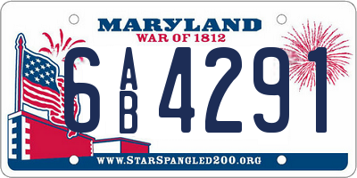 MD license plate 6AB4291