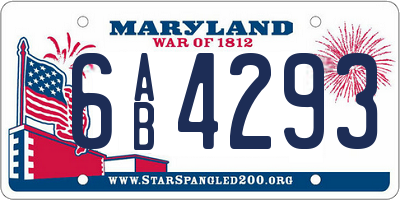 MD license plate 6AB4293