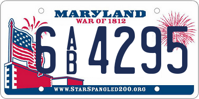 MD license plate 6AB4295