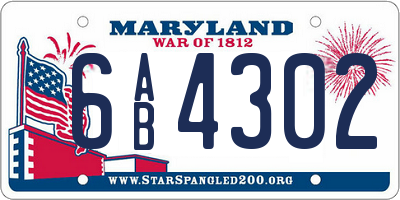 MD license plate 6AB4302