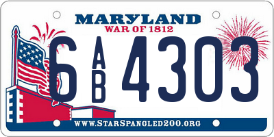 MD license plate 6AB4303