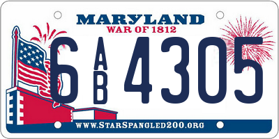 MD license plate 6AB4305