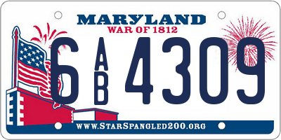 MD license plate 6AB4309
