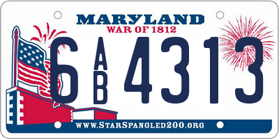 MD license plate 6AB4313