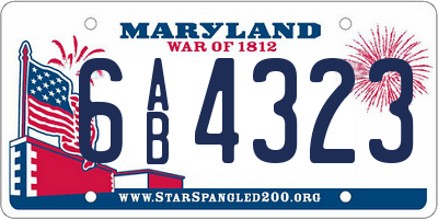 MD license plate 6AB4323