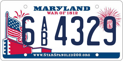 MD license plate 6AB4329