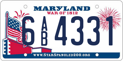 MD license plate 6AB4331