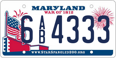 MD license plate 6AB4333