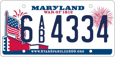 MD license plate 6AB4334