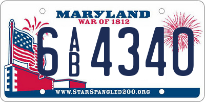 MD license plate 6AB4340