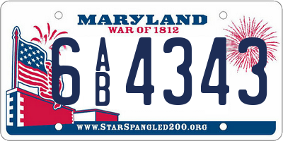 MD license plate 6AB4343