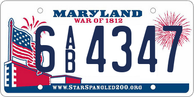 MD license plate 6AB4347