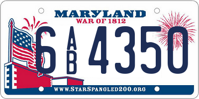 MD license plate 6AB4350