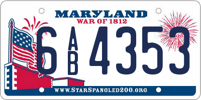 MD license plate 6AB4353