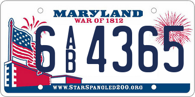 MD license plate 6AB4365