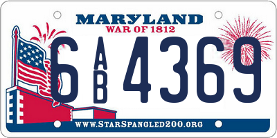 MD license plate 6AB4369