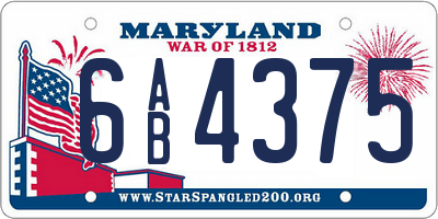 MD license plate 6AB4375