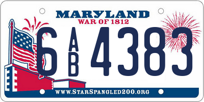 MD license plate 6AB4383