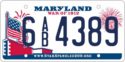 MD license plate 6AB4389