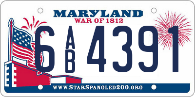 MD license plate 6AB4391