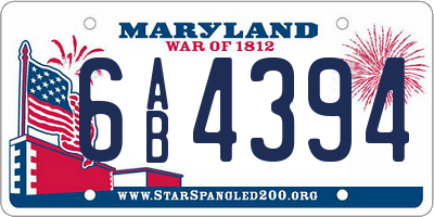 MD license plate 6AB4394