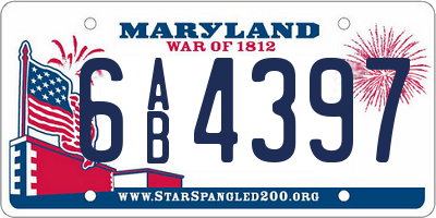 MD license plate 6AB4397