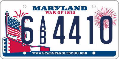 MD license plate 6AB4410