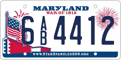 MD license plate 6AB4412