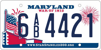 MD license plate 6AB4421