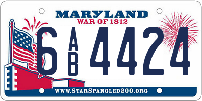MD license plate 6AB4424