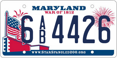 MD license plate 6AB4426