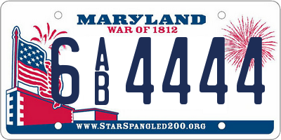 MD license plate 6AB4444