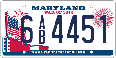 MD license plate 6AB4451