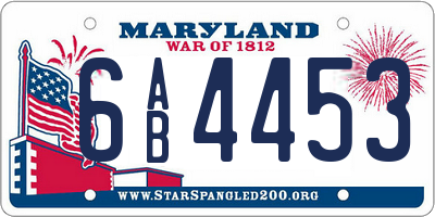 MD license plate 6AB4453
