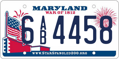 MD license plate 6AB4458