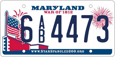 MD license plate 6AB4473